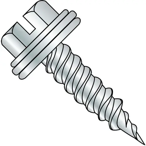 Next Day Delivery 10-12X1 1/2 Slotted Indented Hex Washer With Bonded Neo Epdm Washer F/T Self Piercing Zinc 1000 pcs