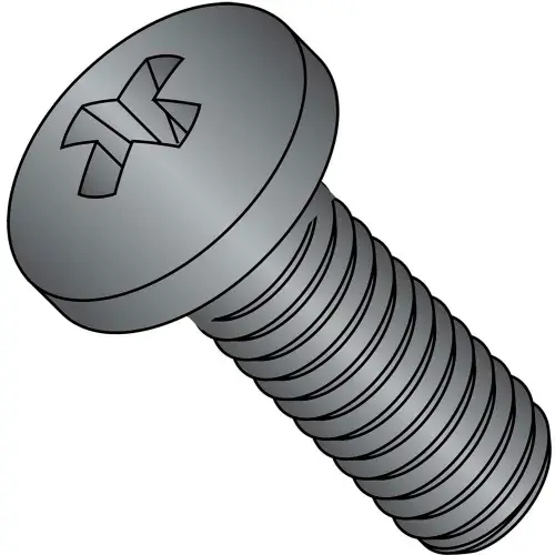 8-32X3/4 Phillips Pan Full Thread Machine Screw Fully Threaded Black Oxide, Pkg of 8000 Final Sale