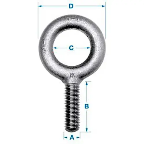 Hassle-Free Returns Ken Forging K2009-UNF - Carbon Eyebolt - Plain Pattern - 7/8-14 - 2-1/4" Shank - Made In USA