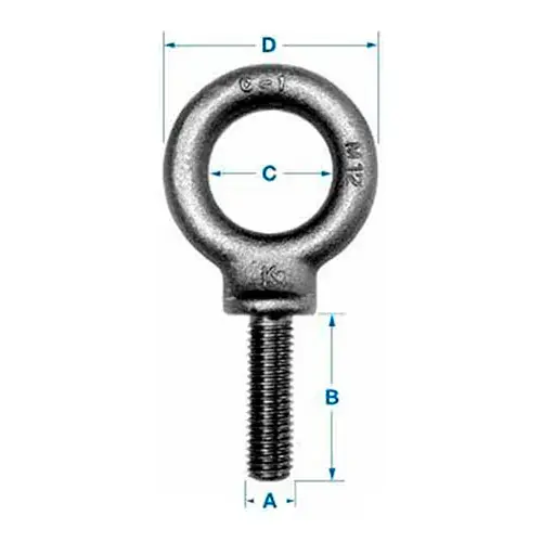 Genuine Ken Forging M14 - Eyebolt - Metric - Shoulder Pattern - M14 x 2.00 - Made In USA