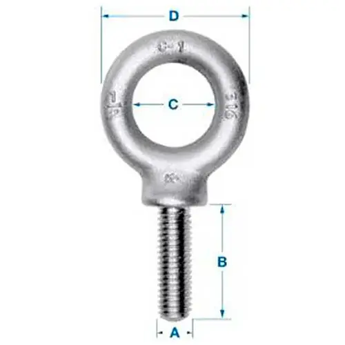 Ken Forging K2027-316SS - 316 Stainless Eyebolt - 5/8-11 - 1-3/4" Shank - Made In USA Authentic