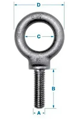 Authentic Ken Forging K2027 - Carbon Eyebolt - Shoulder Pattern - 5/8-11 - 1-3/4" Shank - Made In USA