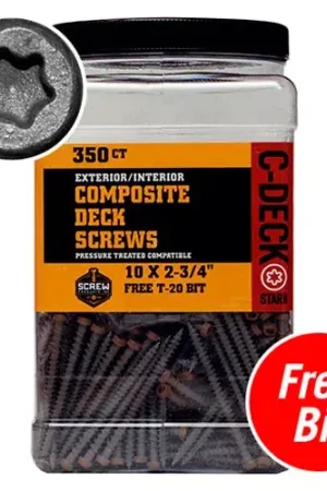 10 x 2-3/4" C-Deck Composite ACQ Compatible Star Drive Deck Screws - Redwood - Pkg of 75 Price Drop