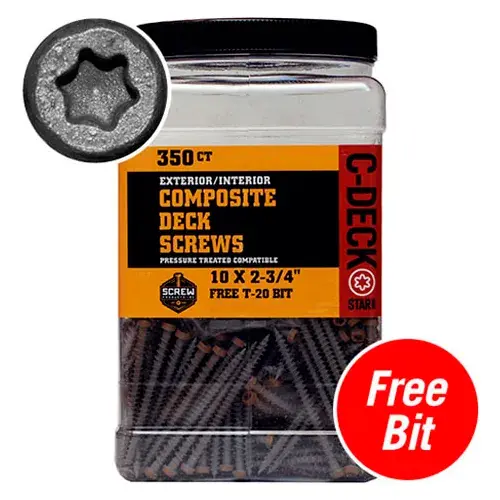 10 x 2-3/4" C-Deck Composite ACQ Compatible Star Drive Deck Screws - Redwood - Pkg of 75 Price Drop