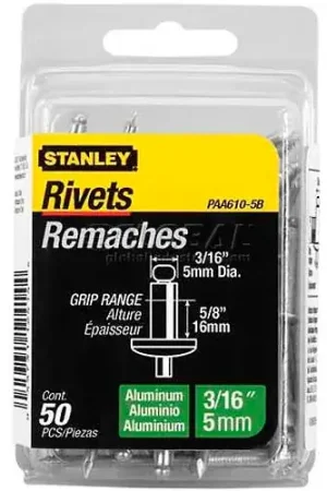 Super Sale Stanley PAA610-5B Aluminum Rivets 3/16" x 5/8", 50 Pack - Pkg Qty 5