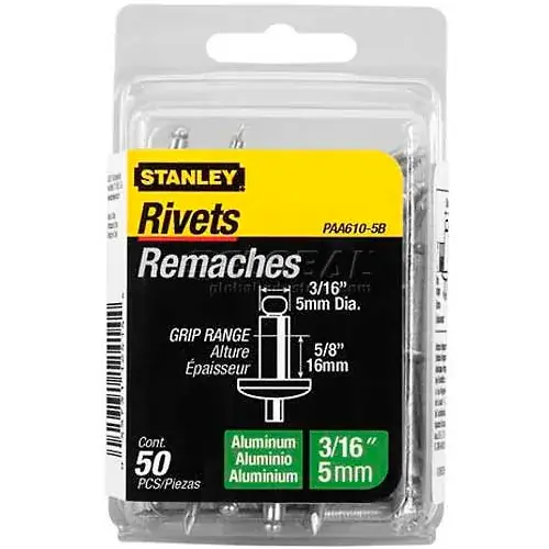 Super Sale Stanley PAA610-5B Aluminum Rivets 3/16" x 5/8", 50 Pack - Pkg Qty 5