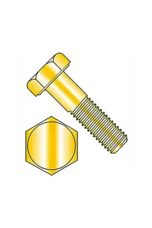 Trusted Brand Hex Head Cap Screw - M16 x 2.0 x 50mm - Steel - Zinc Yellow - Class 10.9 - DIN 933 - Pkg of 25