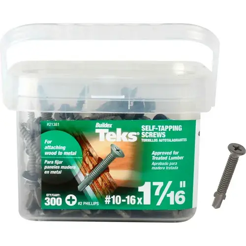 ITW Teks Screw w/ Wings - 10-16 x 1-7/16" - Phillips Flat Head - Pkg of 300 - 21381 Shop Now