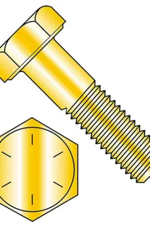 3/8-16 x 4" Hex Head Cap Screw - Steel - Zinc Yellow - UNC - Grade 8 - USA, Pack of 50 Buy Direct