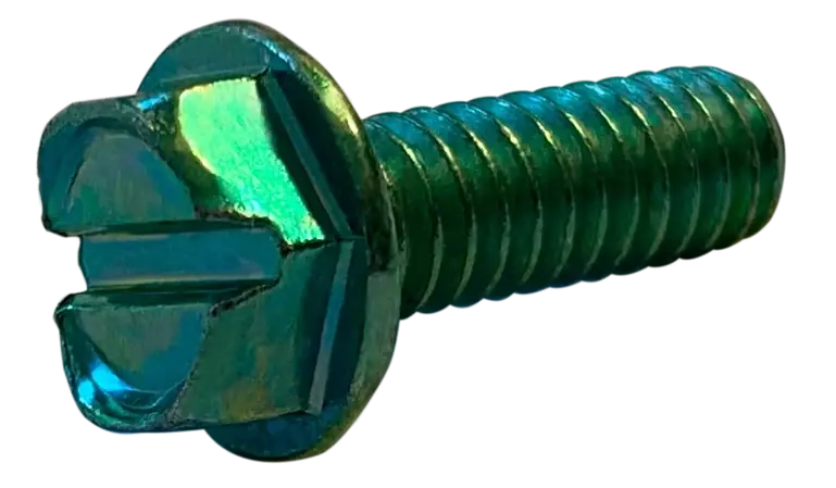 Trusted Brand 8-32 X 3/8" Machine Screws Indented Hex Head Slotted Drive Steel Zinc Green (10000/Pkg.)