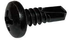 10-16 X 1" Self-Drilling Screws Pan Head Phillips Drive Point Type 3 Steel Black Zinc Plated (5000/Pkg.) Special Offer