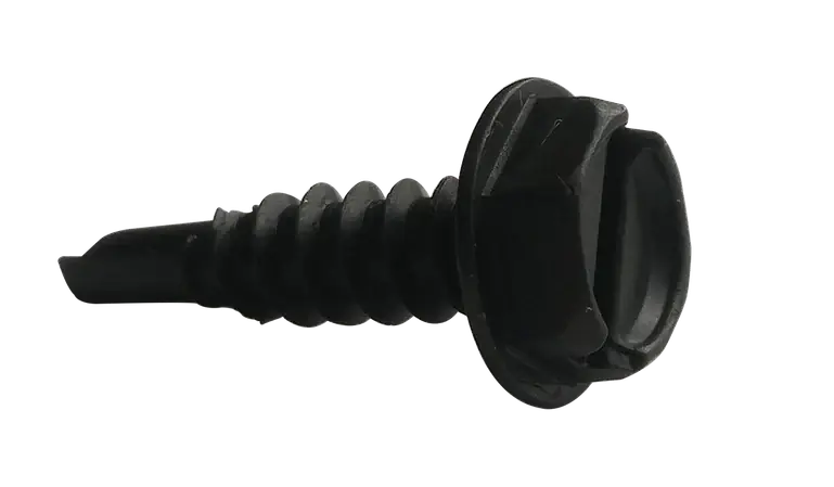 8 X 1/2" Self-Drilling Screws Indented Hex Washer Head Slotted Drive Steel Black Oxide (10000/Pkg.) Affordable