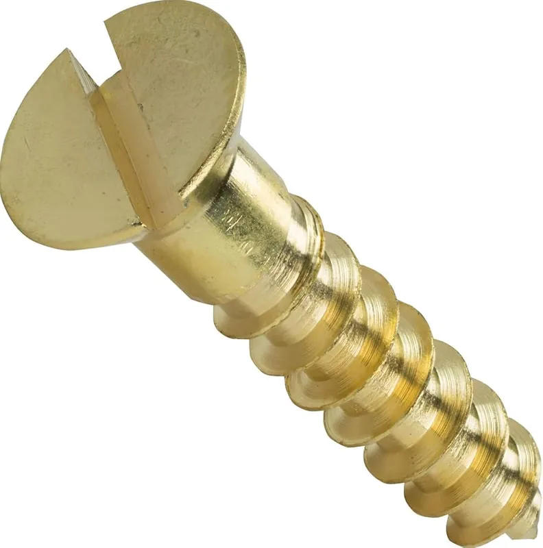 Reduced Price 14 X 2-1/2" Wood Screws Slotted Drive Flat Head Brass (100 / Pkg.)