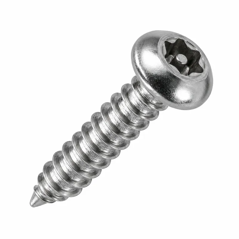 Hot Deal 6 X 1/2" Tamper Resistant Sheet Metal Screws Button Head Pin-In Six Lobe Drive (T10) 18/8 Stainless Steel (100 / Pkg.)