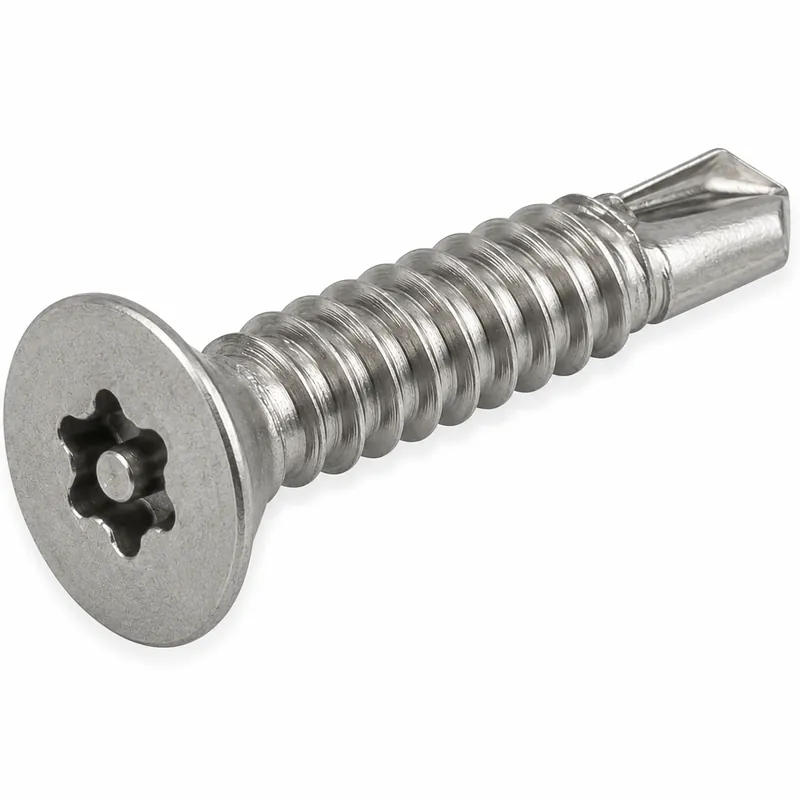 Discount 8-18 X 1" Tamper Resistant Self-Drilling Screws Flat Head Pin-In Six Lobe Drive 410 Stainless Steel (100 / Pkg.)