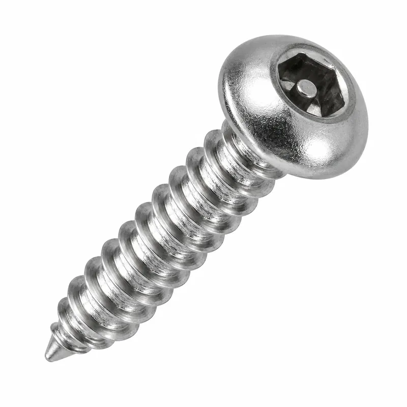 Super Sale 10 X 1-1/2" Tamper Resistant Sheet Metal Screws Button Head Pin-In Socket Drive 18/8 Stainless Steel (100 / Pkg.)