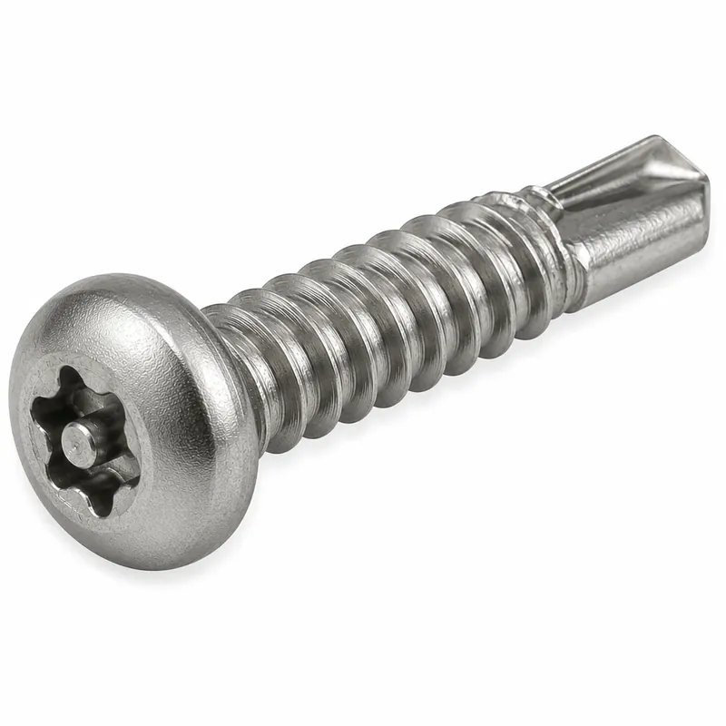 Holiday Sale 8-18 X 1-1/2" Tamper Resistant Self-Drilling Screws Pan Head Pin-In Six Lobe Drive 410 Stainless Steel (100 / Pkg.)