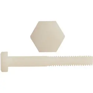 3/8-16 X 2" Hex Head Cap Screws Nylon Natural Partially Threaded (100 / Pkg.) Premium