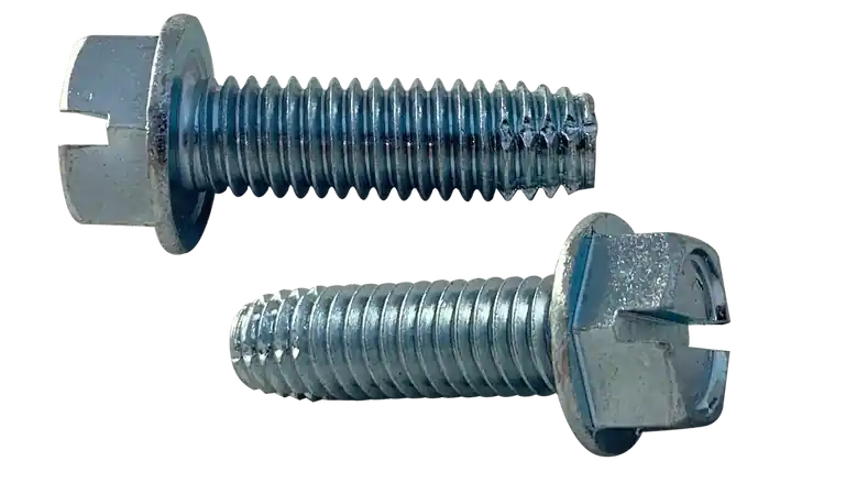 10-24 X 1" Type F Thread Cutting Screws Indented Hex Washer Head Slotted Drive Steel Zinc & Bake (5000 / Pkg.) One Day Deal