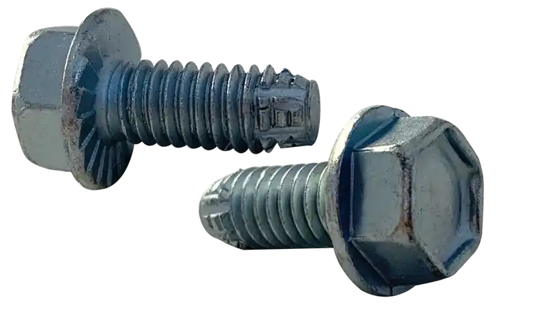 Clearance 12-24 X 3/4" Type F Thread Cutting Screws Serrated Indented Hex Washer Head Unslotted Drive Steel Zinc & Bake (4000 / Pkg.)