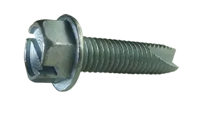 While Supplies Last 3/8-16 X 2-1/2" Type 23 Thread Cutting Screws Indented Hex Washer Head Slotted Drive Steel Zinc & Bake (450 / Pkg.)