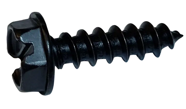 10 X 1/2" Type AB Self Tapping Sheet Metal Screws Indented Hex Washer Head Unslotted Drive Steel Black Zinc & Bake (7000/Pkg.) New Release