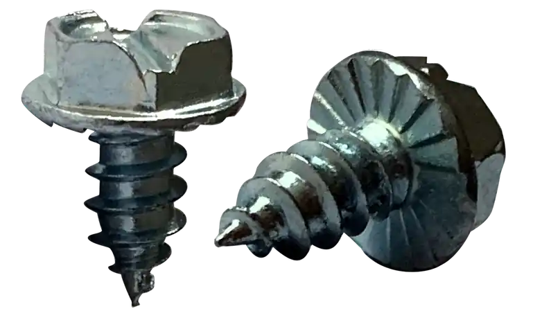 12 X 3/4" Type AB Self Tapping Sheet Metal Screws Serrated Indented Hex Washer Head Slotted Drive Steel Zinc & Bake (5000/Pkg.) New Release
