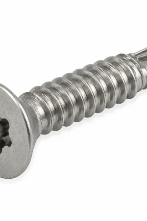 Bargain 8 X 1-1/2" Tamper Resistant Self-Drilling Screws Flat Head Pin-In Six Lobe Drive (T15) 410 Stainless Steel (100 / Pkg.)
