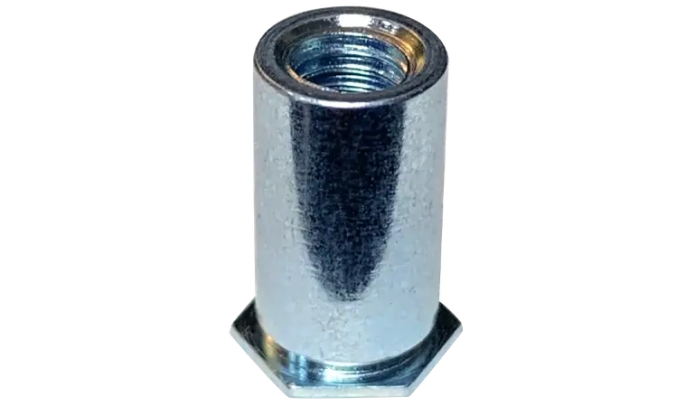 10-32 X 5/8" Self-Clinching Standoffs Through Threads Hardened Steel Heat Treated Zinc & Bake Plated (1000 / Pkg.) Final Sale