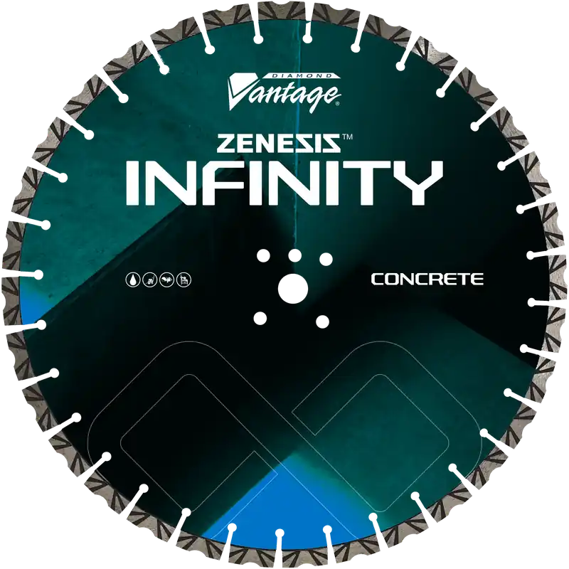 Diamond Vantage 2625INFINITY 26" x 0.250" Walk Behind Saw Diamond Blade for Concrete Zenesis Infinity 15mm Segments New Release