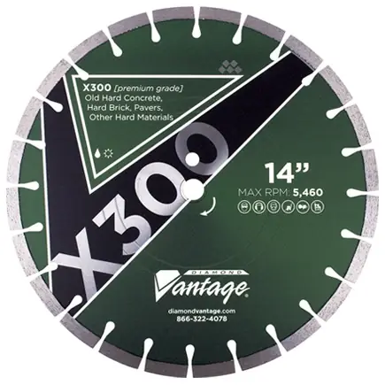 Today Only Diamond Vantage 1212EX3-1 12" x 0.125" Diamond Blade for Hard Concrete/Reinforced Concrete/Hard Paver Brick/Concrete Pipe/Terrazzo X300 - HARD Materials