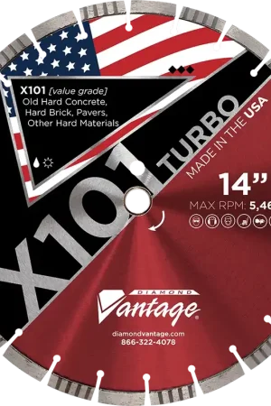 Top Rated Diamond Vantage 1412ELZX1-1 14" x 0.125" Diamond Blade for Hard Material X101 TURBO - HARD Materials