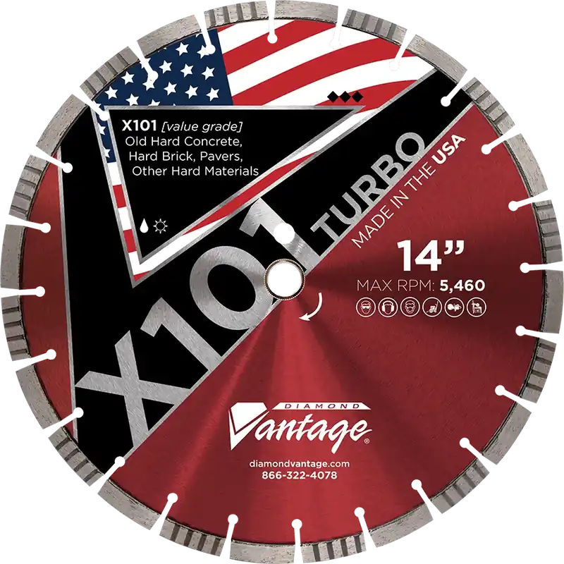 Next Day Delivery Diamond Vantage 1612ELZX1-1 16" x 0.125" Diamond Blade for Hard Material X101 TURBO - HARD Materials
