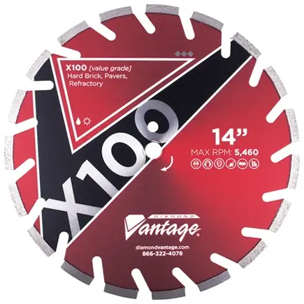 Top Pick Diamond Vantage 1212BX1-1E 12" x 0.125" Diamond Blade for Hard Material X100 - REFRACTORY