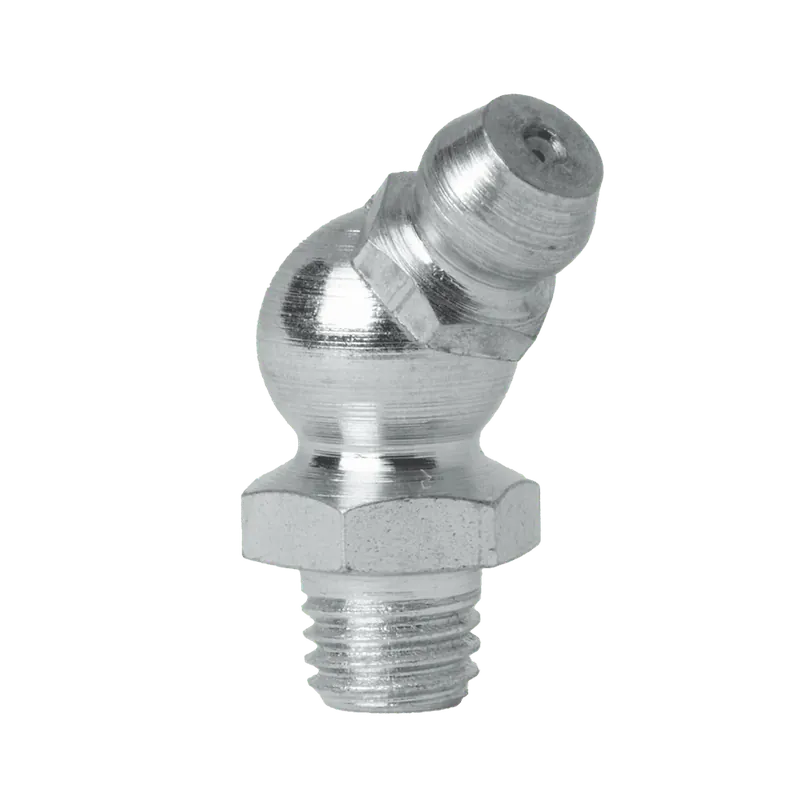 Certified 1/4-28 SAE-LT 45 Degree Grease Fitting Steel Zinc Clear (250 / Bag)