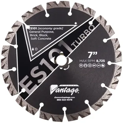 Get Yours Diamond Vantage 1412BSIZ 14" x 0.125" Diamond Blade for Concrete/Masonry ES101 TURBO 12mm Segments