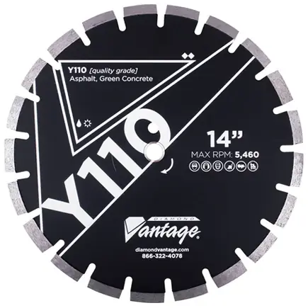 Diamond Vantage 1812EY2-4T 18" x 0.125" x 1" Diamond Blade for Asphalt/Green Concrete Y110 - ASPHALT 12mm Segments Super Sale