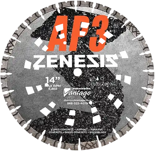Crafted Diamond Vantage 1612BDUZX4-AP3 16" x 0.125" Diamond Blade for All Purpose/Combo-Concrete And Asphalt ZENESIS AP3 14mm Segments
