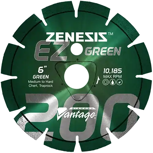 Diamond Vantage 1025EZ200Z 10" x 0.250" Early Entry Saw Diamond Blade for Medium-Hard Aggregate/Early Entry Green Concrete/Traprock Z200 GREEN Holiday Sale