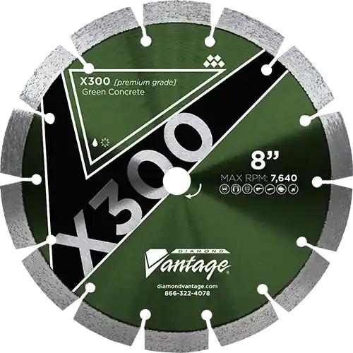 Diamond Vantage 1009ADGX3 10" x 0.095" x 5/8" Diamond Blade for Green Concrete/Very Hard Aggregate/Flint/Chert X300 - GREEN CONCRETE New Arrival