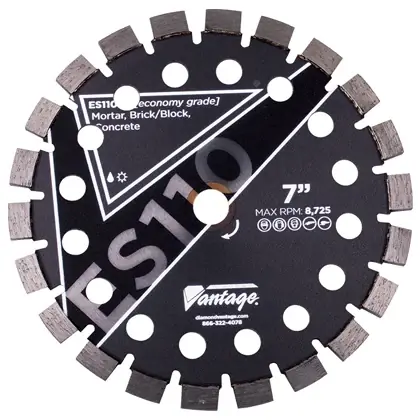 Diamond Vantage 0725CDPX0-1T 7" x 0.250" Diamond Blade for Tuck Point/Concrete Masonry ES110 10mm Segments Price Drop