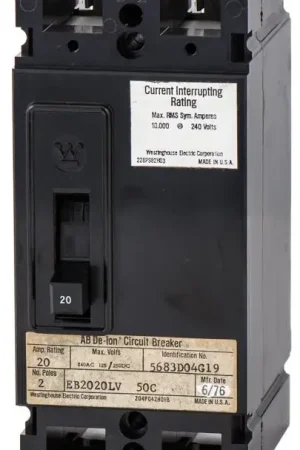 Certified Eaton / Cutler-Hammer EB2020LV-S - 20A 2 Pole Molded Case Circuit Breaker