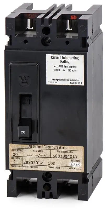 Certified Eaton / Cutler-Hammer EB2020LV-S - 20A 2 Pole Molded Case Circuit Breaker