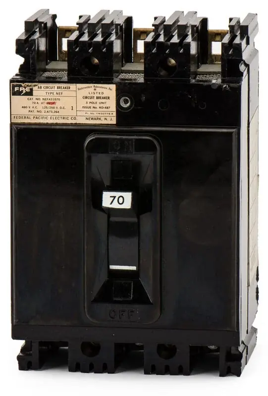 Federal Pacific NEF431070 - 70A 3 Pole Molded Case Circuit Breaker Limited Offer