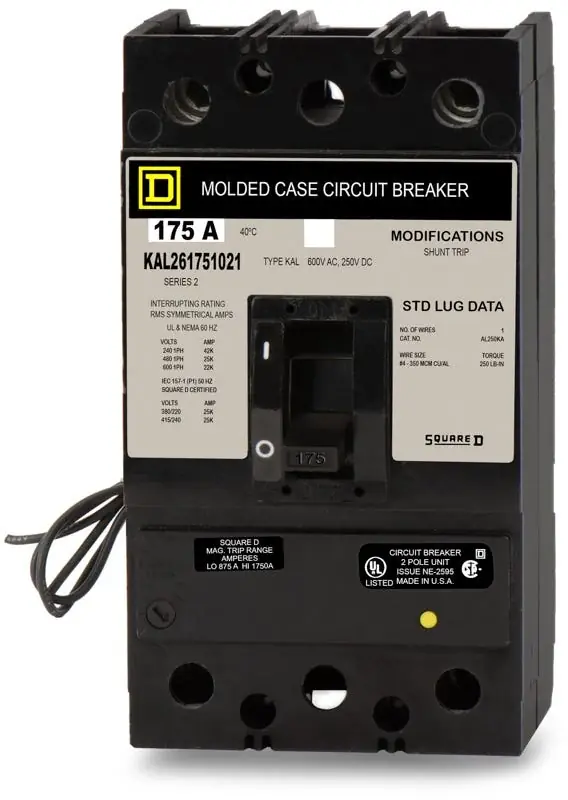 Square D KAL36175-1021 - 175A 3 Pole Molded Case Circuit Breaker Hot Deal
