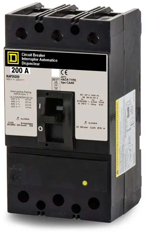 Square D KAP36200 - 200A 3 Pole Molded Case Circuit Breaker Affordable