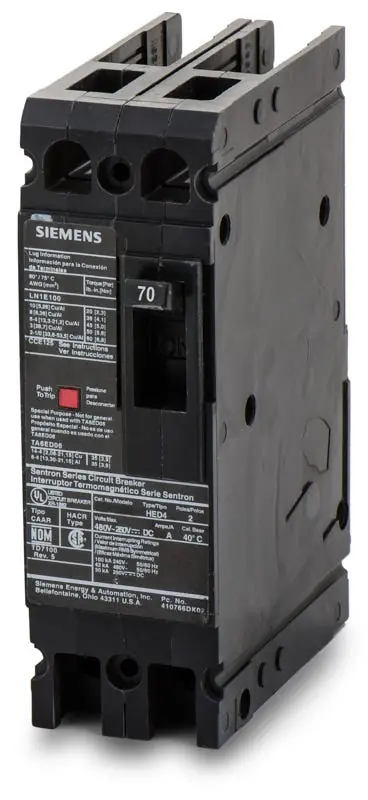 Siemens HED42B070L - 70A 2 Pole Molded Case Circuit Breaker Top Pick