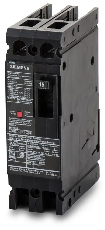 Siemens HED42B015L - 15A 2 Pole Molded Case Circuit Breaker Same Day Shipping