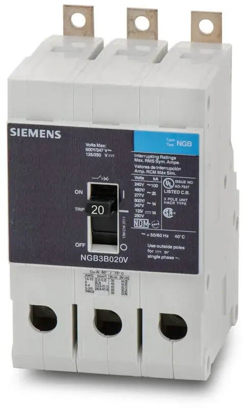 Siemens NGB3B020V - 20A 3 Pole Molded Case Circuit Breaker Hassle-Free Returns
