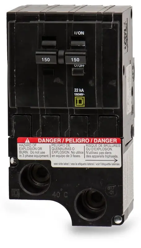 Trending Square D QO2150VH - 150A 2 Pole Miniature Circuit Breaker